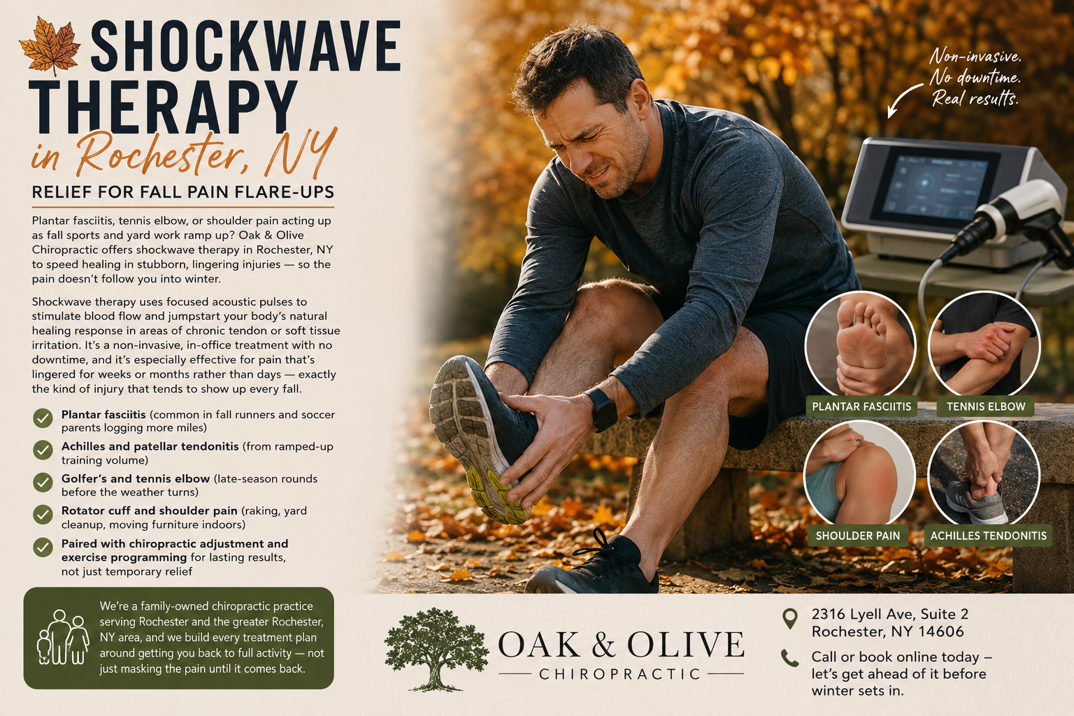 Shockwave therapy treatment for chronic pain at Oak & Olive Chiropractic