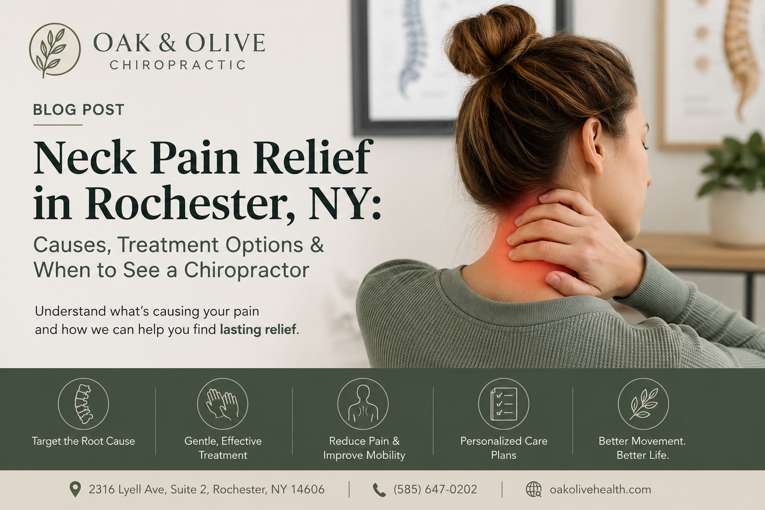 Person holding their neck in pain, in need of chiropractic relief